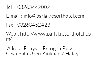 Parlak Resort Hotel iletiim bilgileri